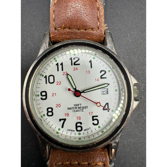 Puritan Accessories - Vintage Men's Silver Tone Puritan 24 Hours Military PUR60562W Date Watch WR 100F